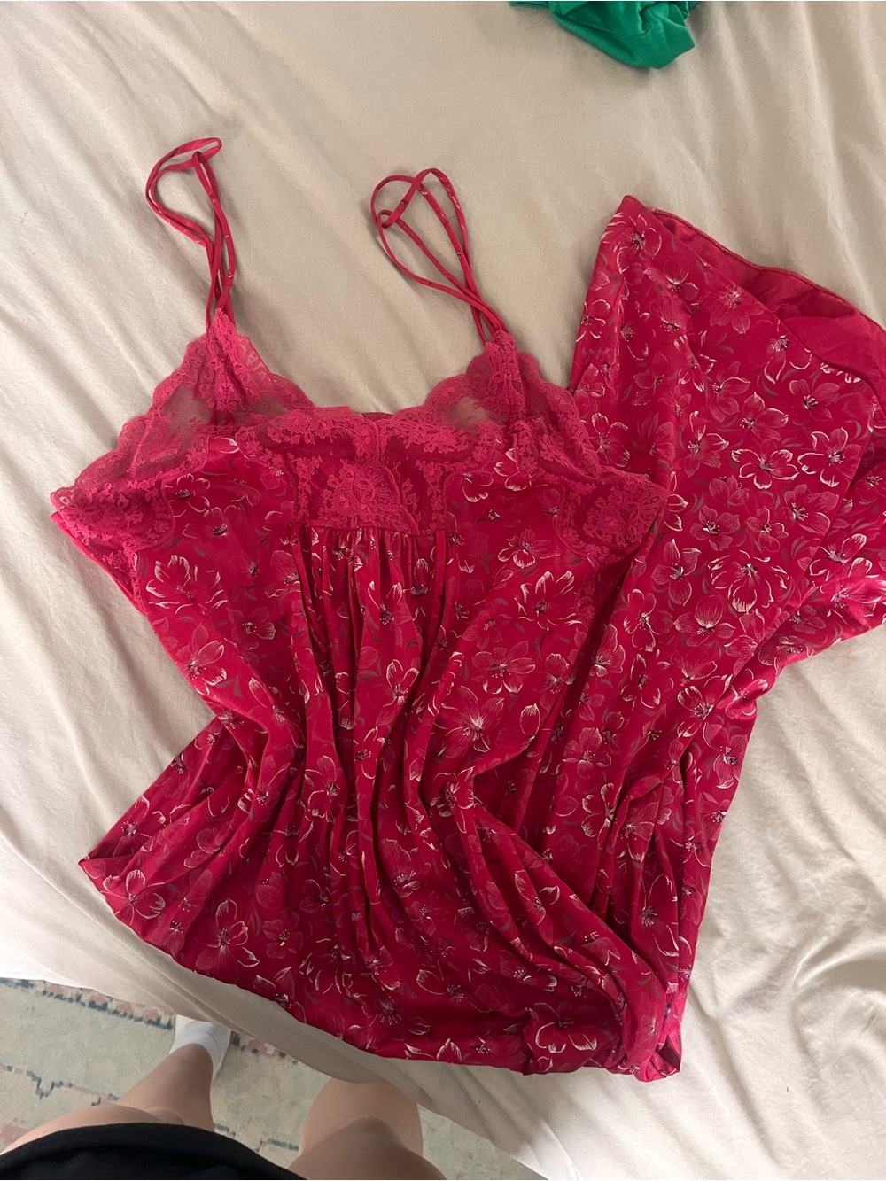 Women's Floral Lace-Trim Satin maxi slip - Fuchsia